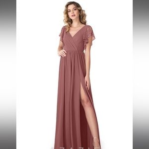 Azazie Zella Dress color desert rose. Like new condition!